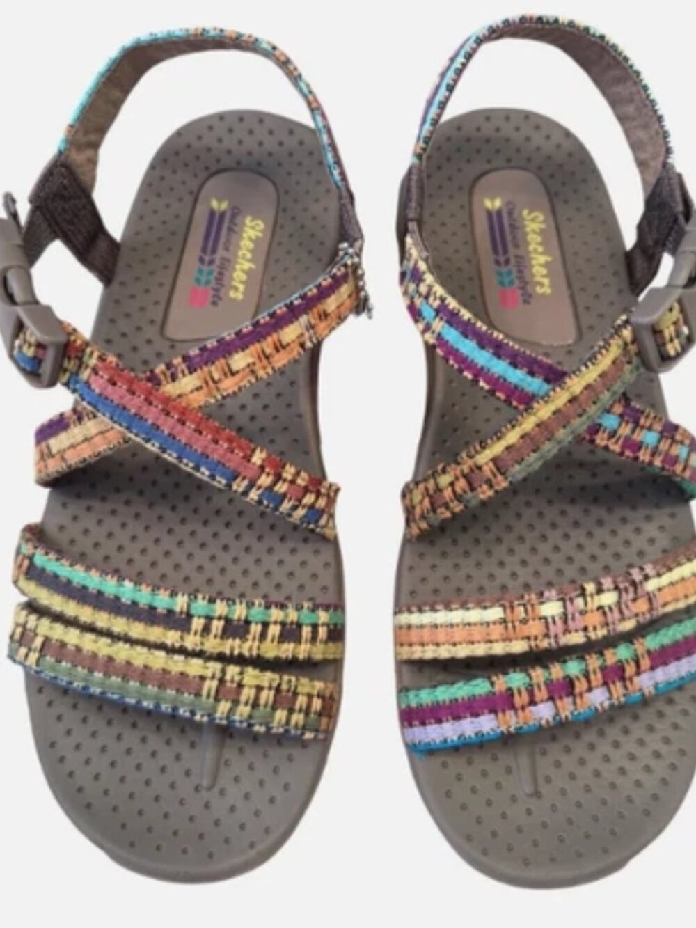Skechers Women's Reggae - Sew Me - Vegan Boho Woven Strappy Slingback Sandal 6.5